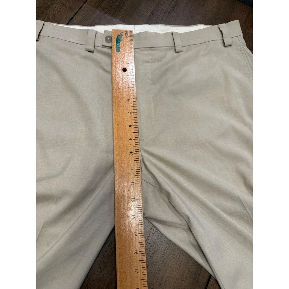 Calvin Klein Mens Khaki Tan Slim Fit Flat Front Dress Pant 36W x 34L Rayon Blend